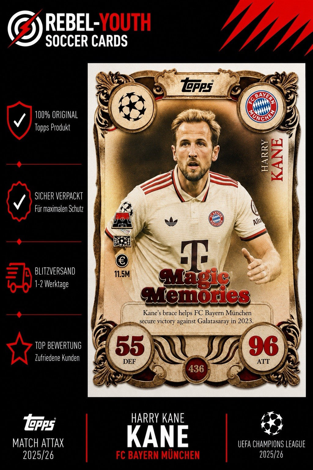 Match Attax Champions League 2025/26 - Magic Memories Harry Kane 436