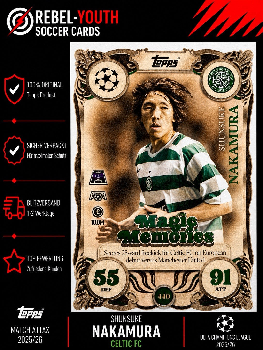 Shunsuke Nakamura Magic Memories Topps Match Attax 2025/2026 Celtic 25/26 # 440