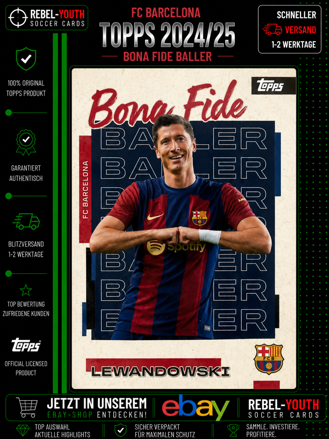 2024-25 Topps FC Barcelona Robert Lewandowski Bona Fide Baller Insert