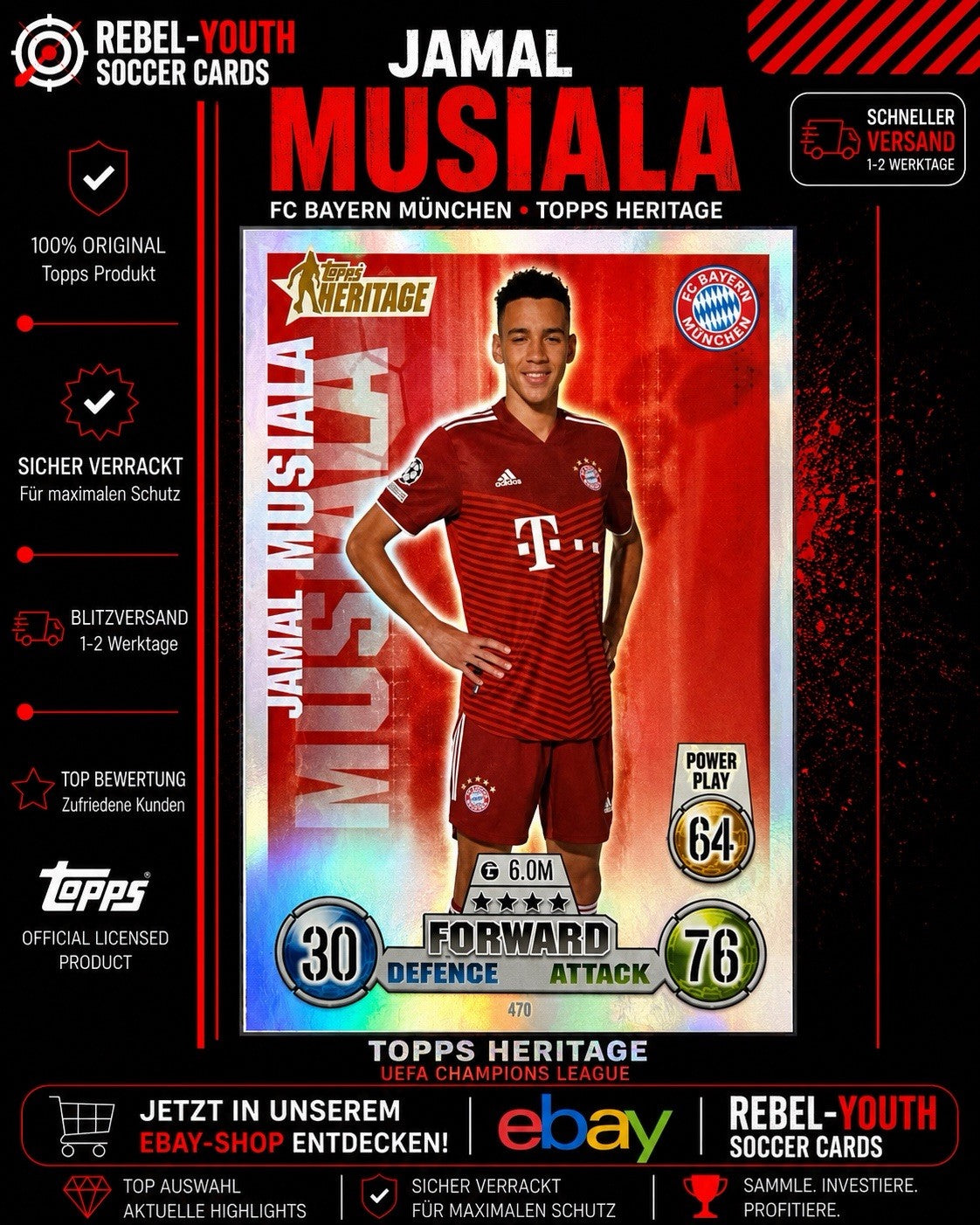 Jamal Musiala Bayern München Topps Heritage Match Attax UEFA Champions League