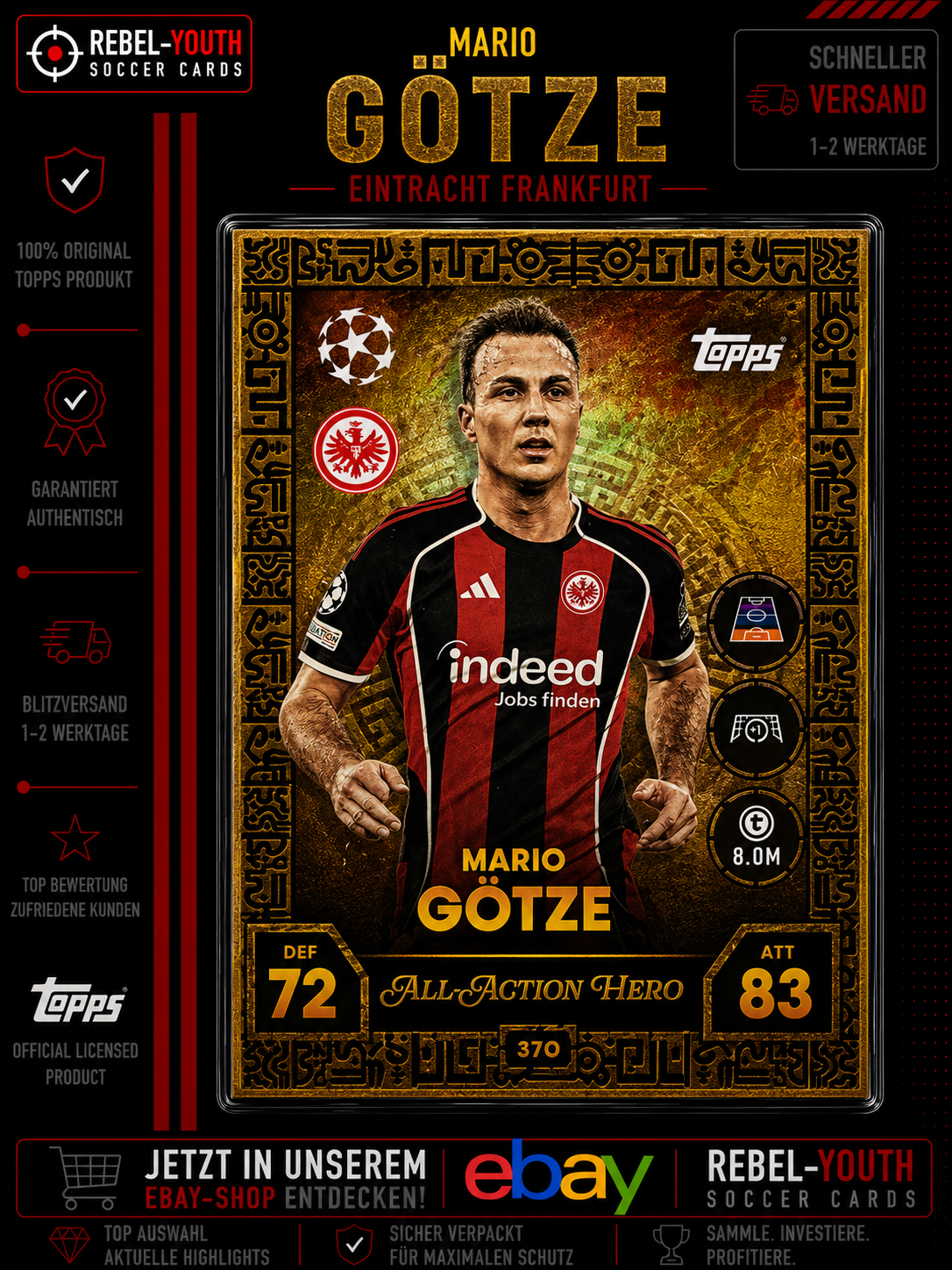 Mario Götze All Action Hero #370 Topps Match Attax Champions League 2025/26