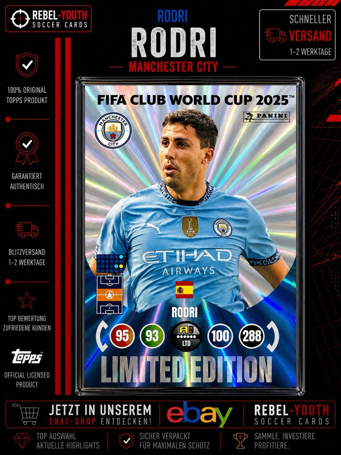 Panini FIFA Club WM Trading Cards 2025 | RODRI | LIMITED EDITION