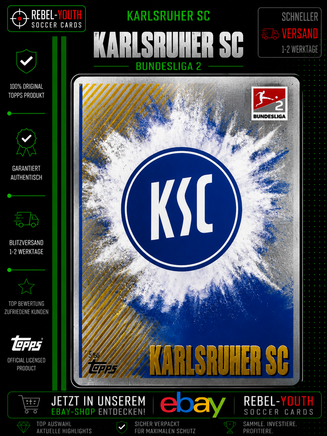Match Attax 23/24 Extra Bundesliga Logo Vereinswappen Karlsruher SC #566 Neu