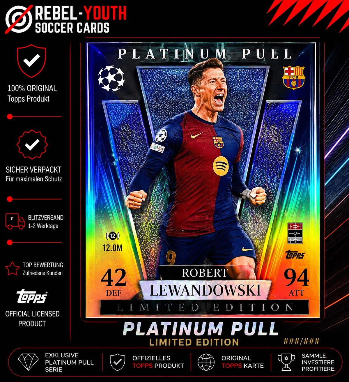 Platinum Pull Robert Lewandowski  Match Attax 2024/2025 Barcelona 24/25 # LEPL5