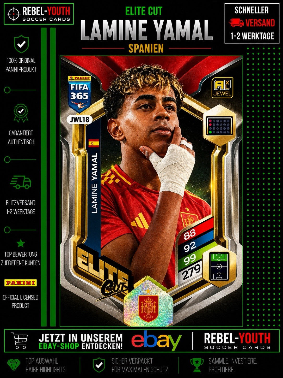 Panini FIFA 365 Adrenalyn XL 2026 Elite Cut card JWL18 Lamine Yamal