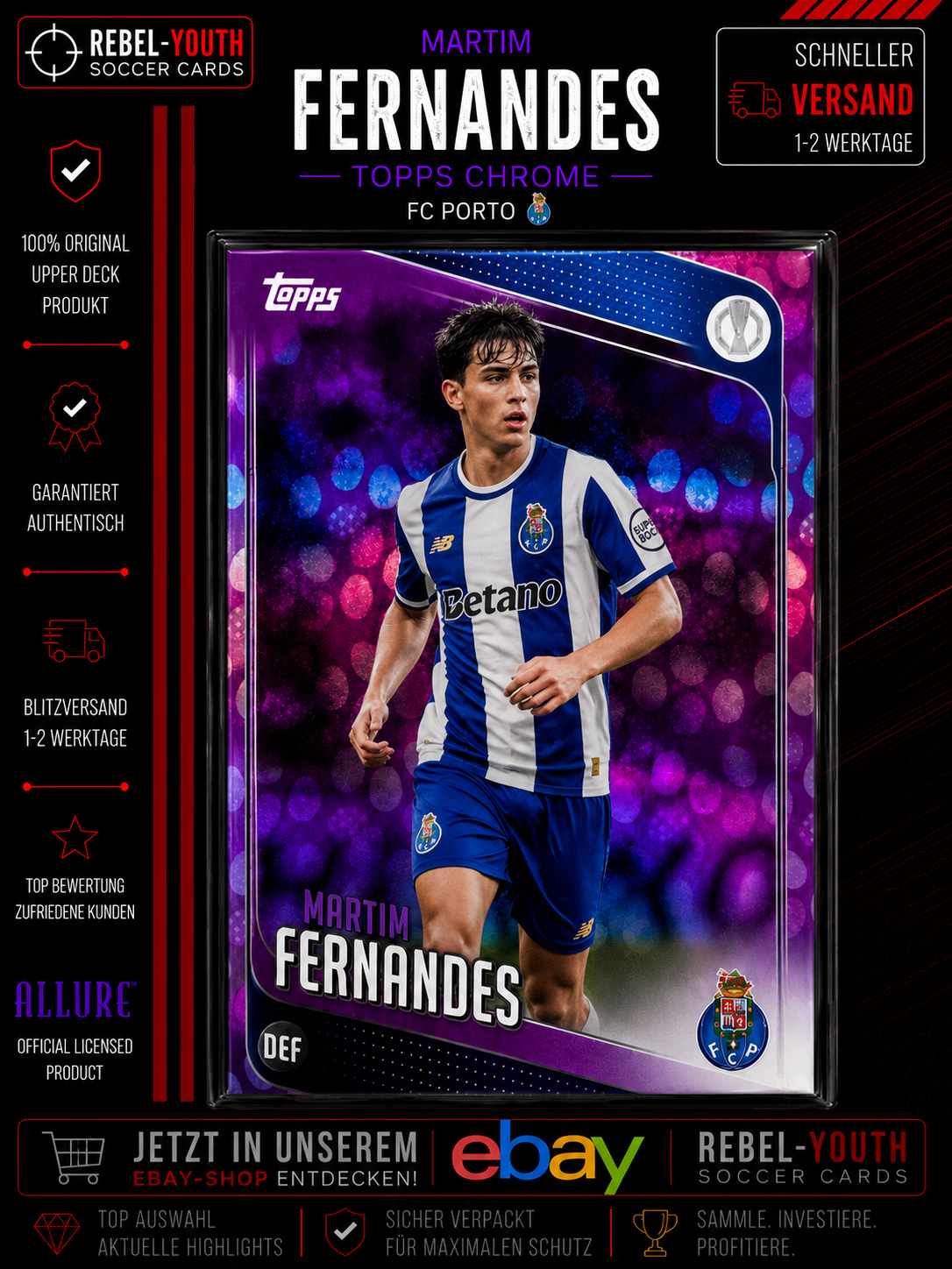 Martim Fernandes Topps Chrome Allure Purple Parallel FC Porto