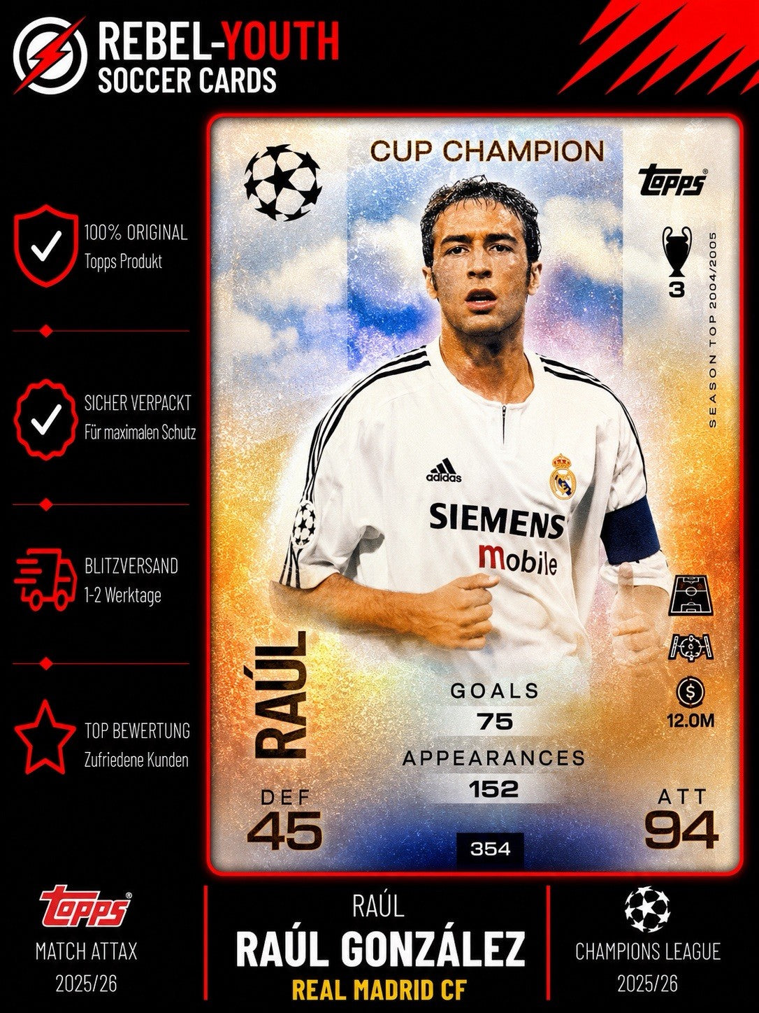 Match Attax Champions League 2025/26 - Cup Champion Raúl 354