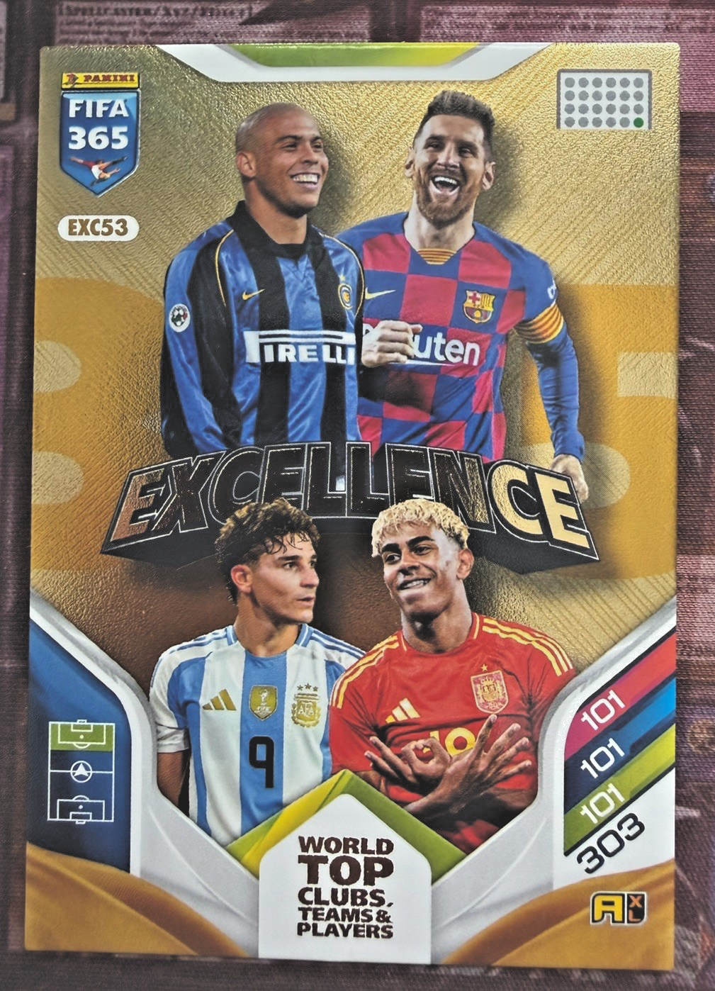 Panini FIFA 365 EXC53 Excellence Messi Ronaldo Lamine Yamal Julian Alvarez