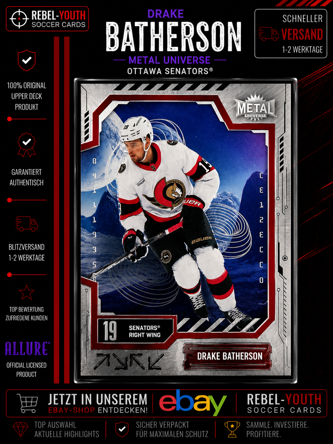 Drake Batherson 2024-25 SkyBox Metal Universe Base #19 Ottawa Senators