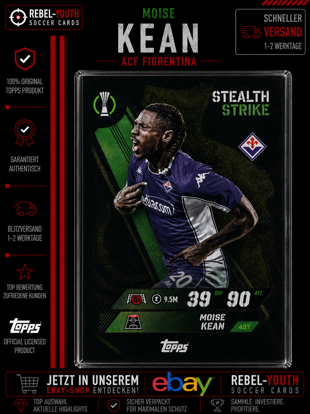 Moise Kean Stealth Strike #457 Topps Match Attax UEFA 2025/26 ACF Fiorentina