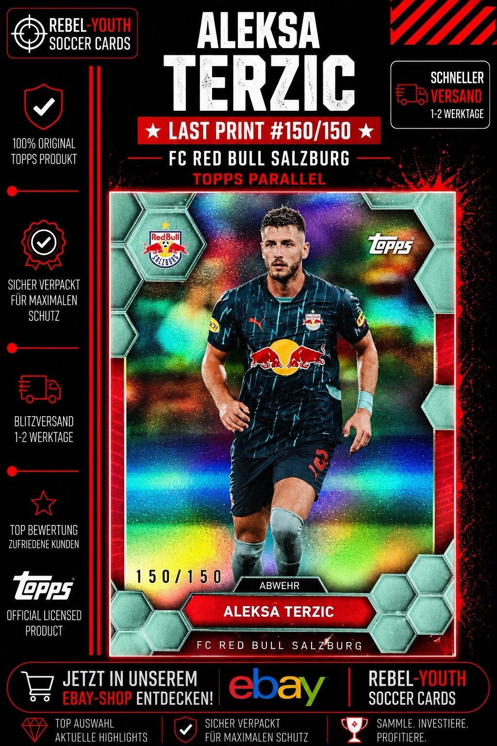 Aleksa Terzic 150/150 Topps Parallel FC Red Bull Salzburg Team Set