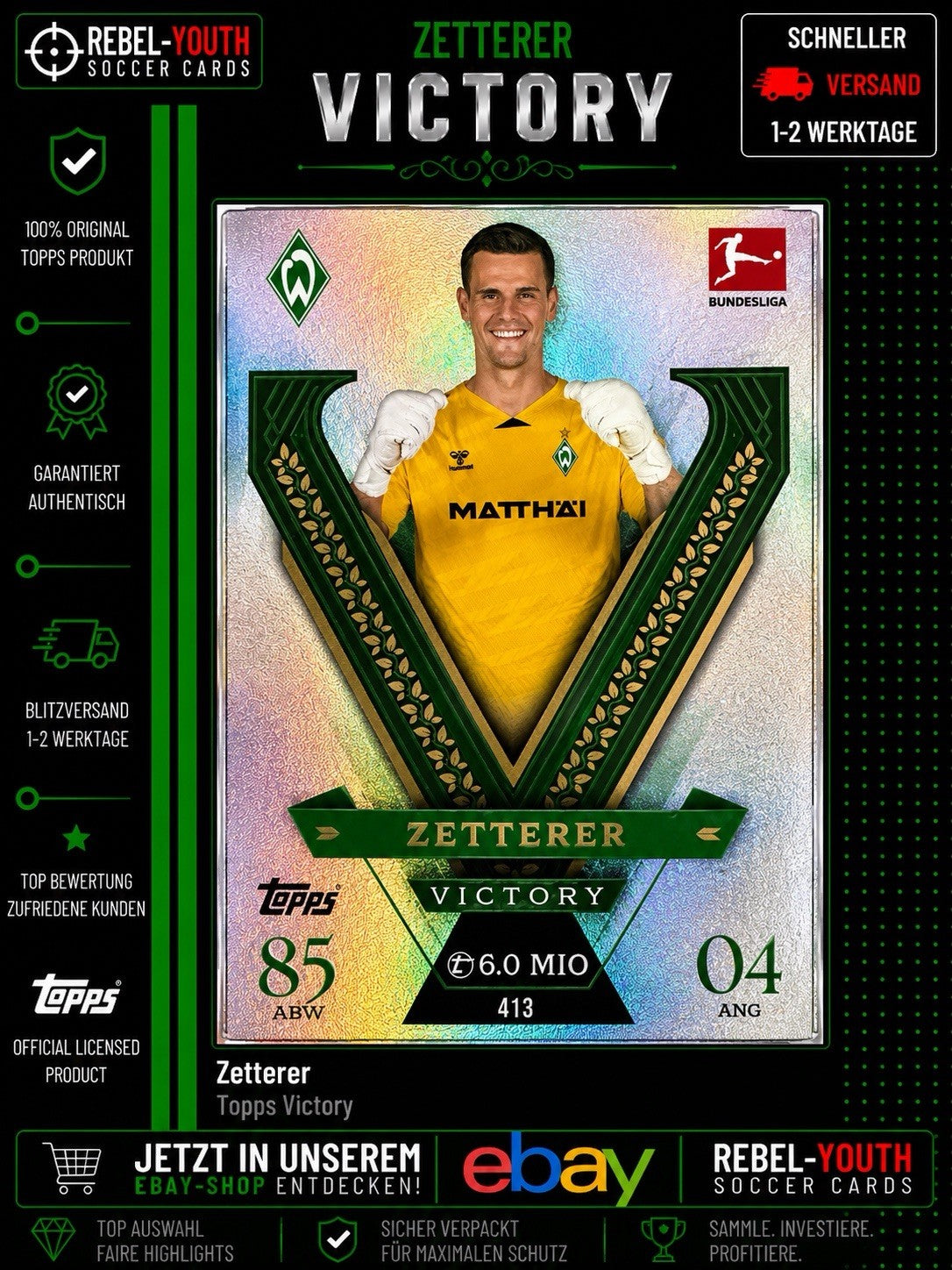 Topps Match Attax 2024/25 Michael Zetterer Victory SV Werder Bremen #413