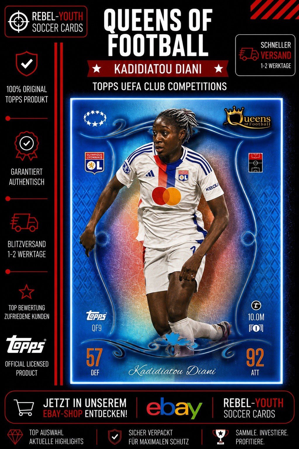 Kadidiatou Diani Queens of Football Olympique Lyonnais Women Topps UEFA