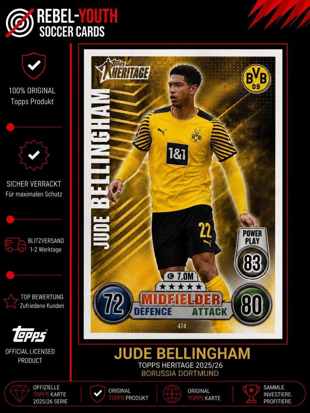 Match Attax 21/22 Jude Bellingham Heritage Borussia Dortmund #478 2021/2022