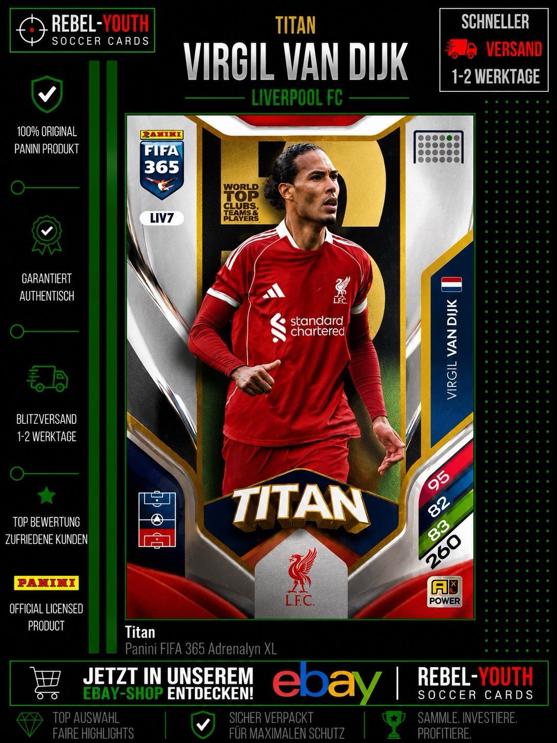 Panini Adrenalyn XL FIFA 365 2026 No. LIV7 Virgil van Dijk Titan Liverpool FC