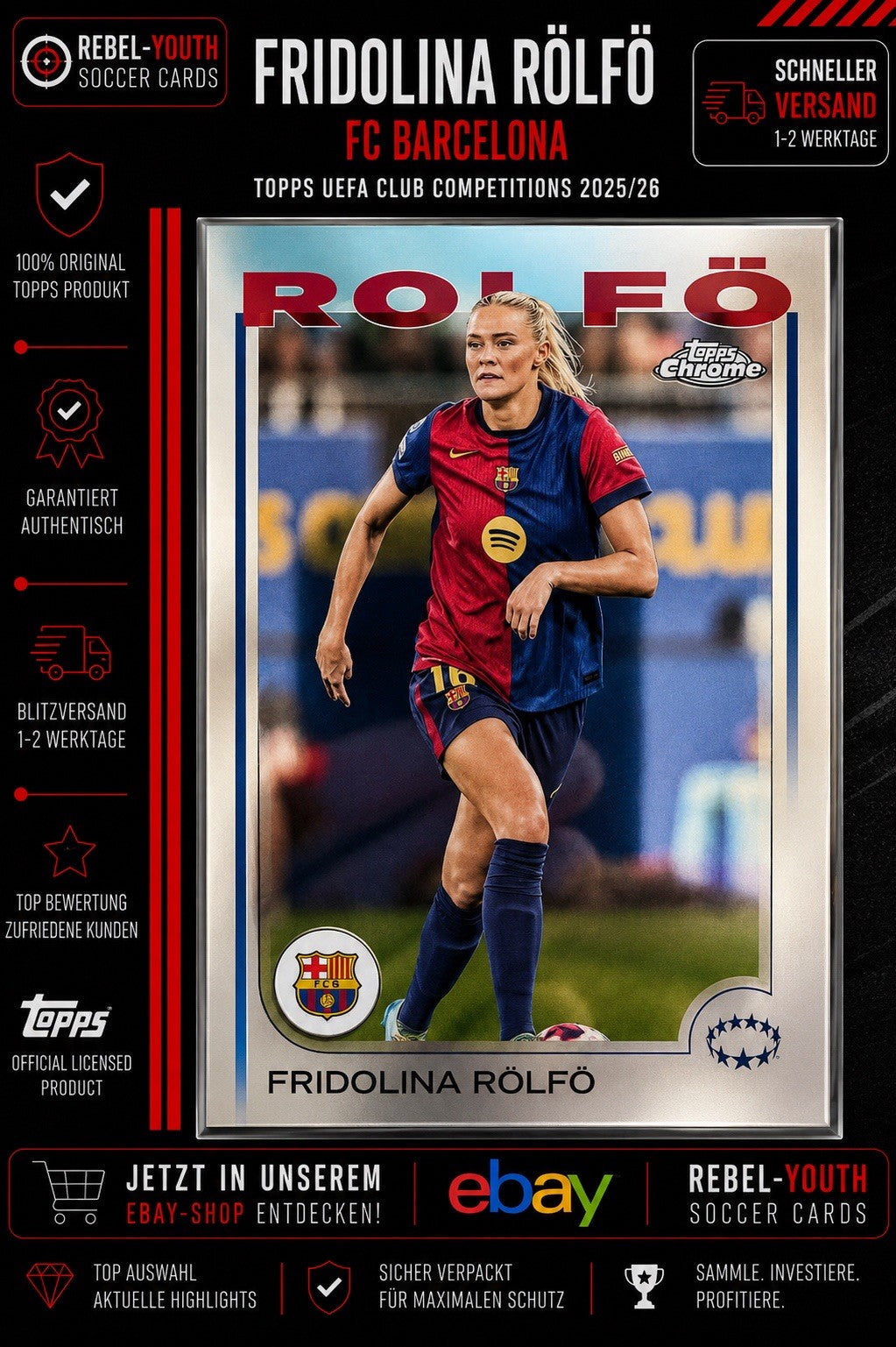 Fridolina Rolfö Topps UEFA Club Competitions 2025/26 FC Barcelona Base Card