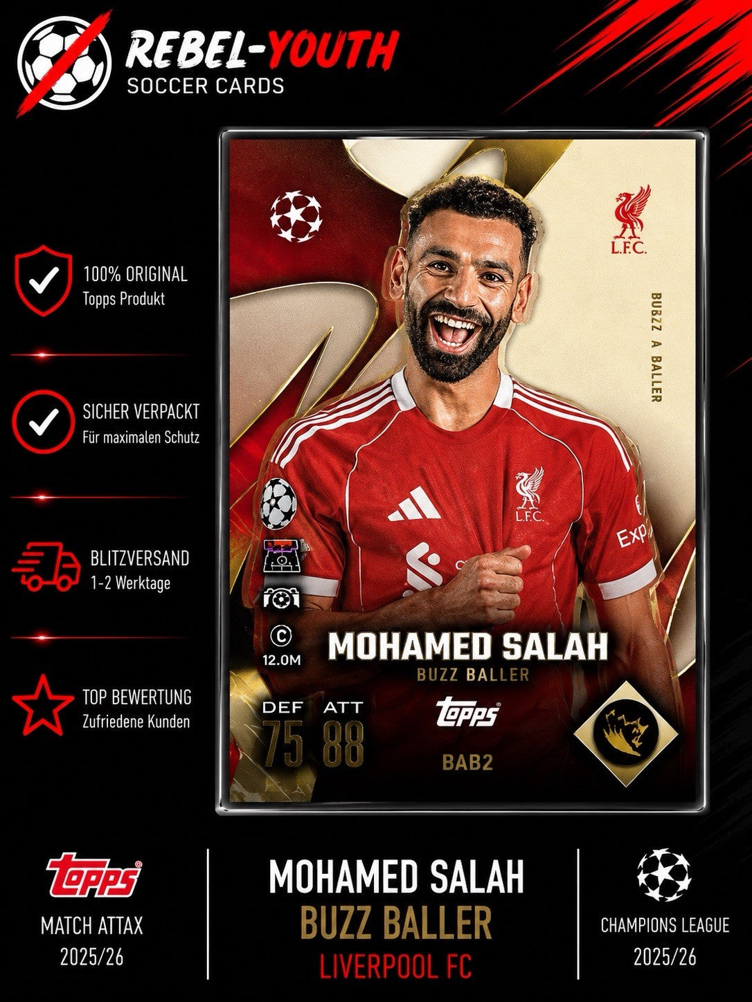 Match Attax Extra 25/26 Mohamed Salah Build a Baller #BAB6 Liverpool 2025/2026