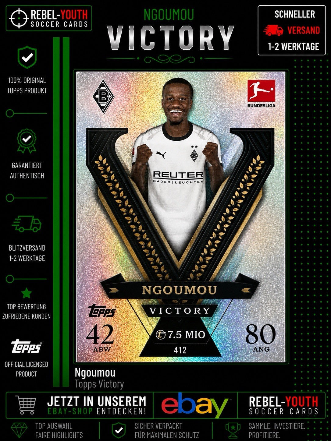 Topps Match Attax 2024/25 Ngoumou Victory Borussia Mönchengladbach #412