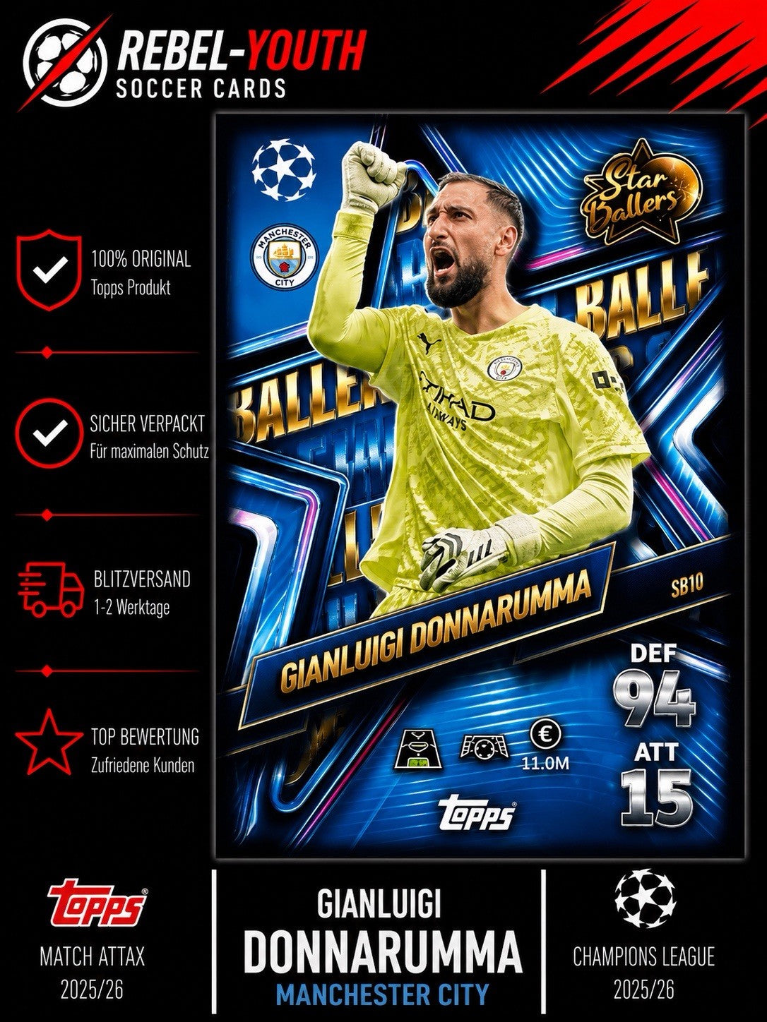 Topps UEFA Champions League Star Baller Donnarumma Manchester City SB 10