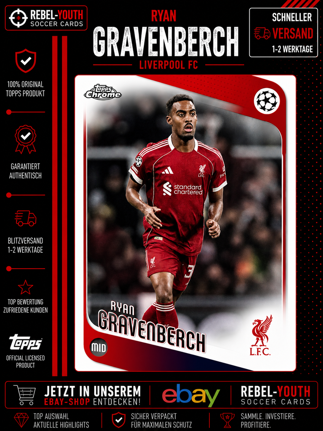 2025-26 Topps Chrome UEFA Ryan Gravenberch Liverpool FC #92