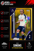 Xavi Simons Topps Chrome Gold Refractor 170/275 Tottenham Hotspur 2025/26