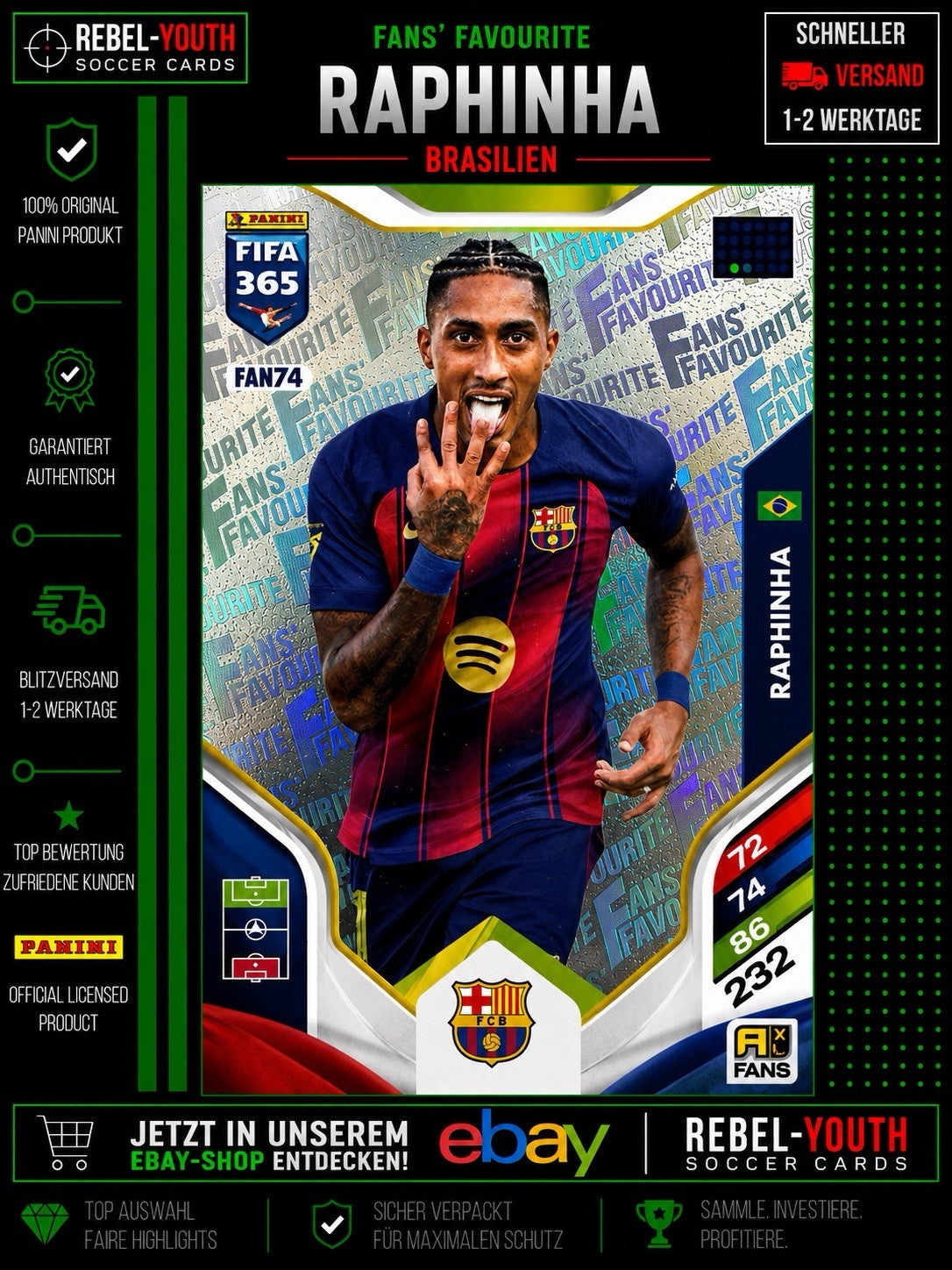 Panini Adrenalyn XL Fifa 365 - 2026 Fußball Karte DEUTSCH RAPHINHA
