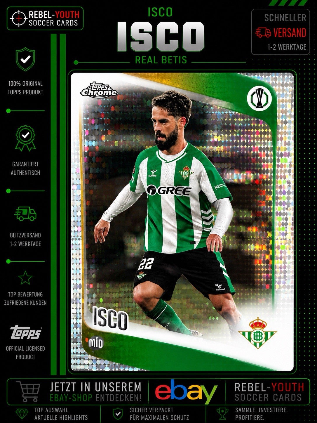 2025-26 Topps Chrome Isco X-Fractor Real Betis UEFA Club Competitions
