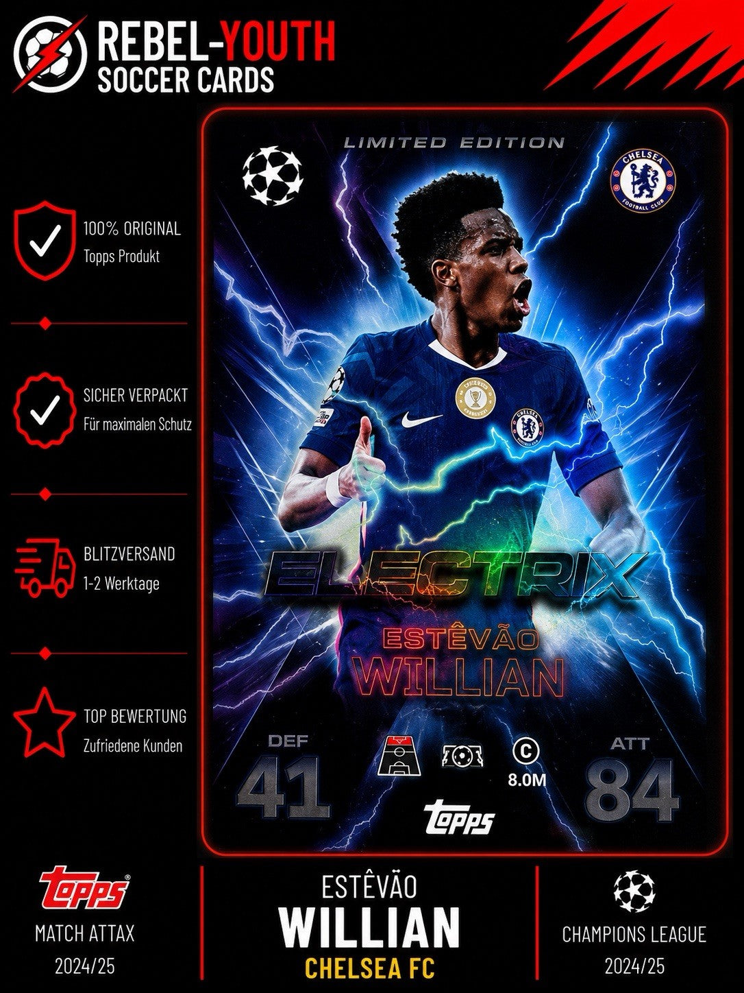 Match Attax Champions League 2025-26 Extra LE 6  Limited Edition Estêvão Willian