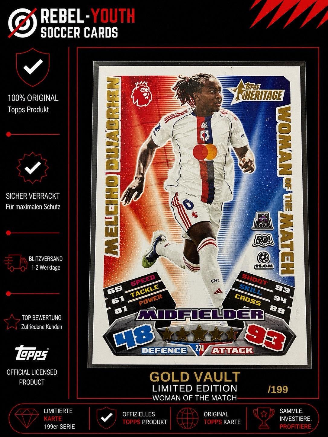 Match Attax Extra 25/26 Melchie Dumornay Heritage WOTM #278 OL Lyonnes 2025/2026