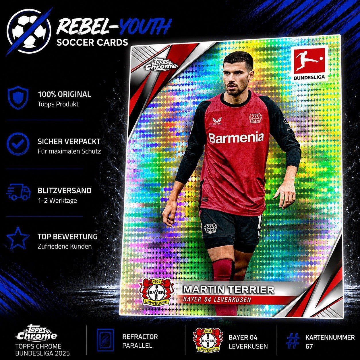 Martin Terrier Refractor #67 Topps Chrome Bundesliga 2025 Bayer 04 Leverkusen