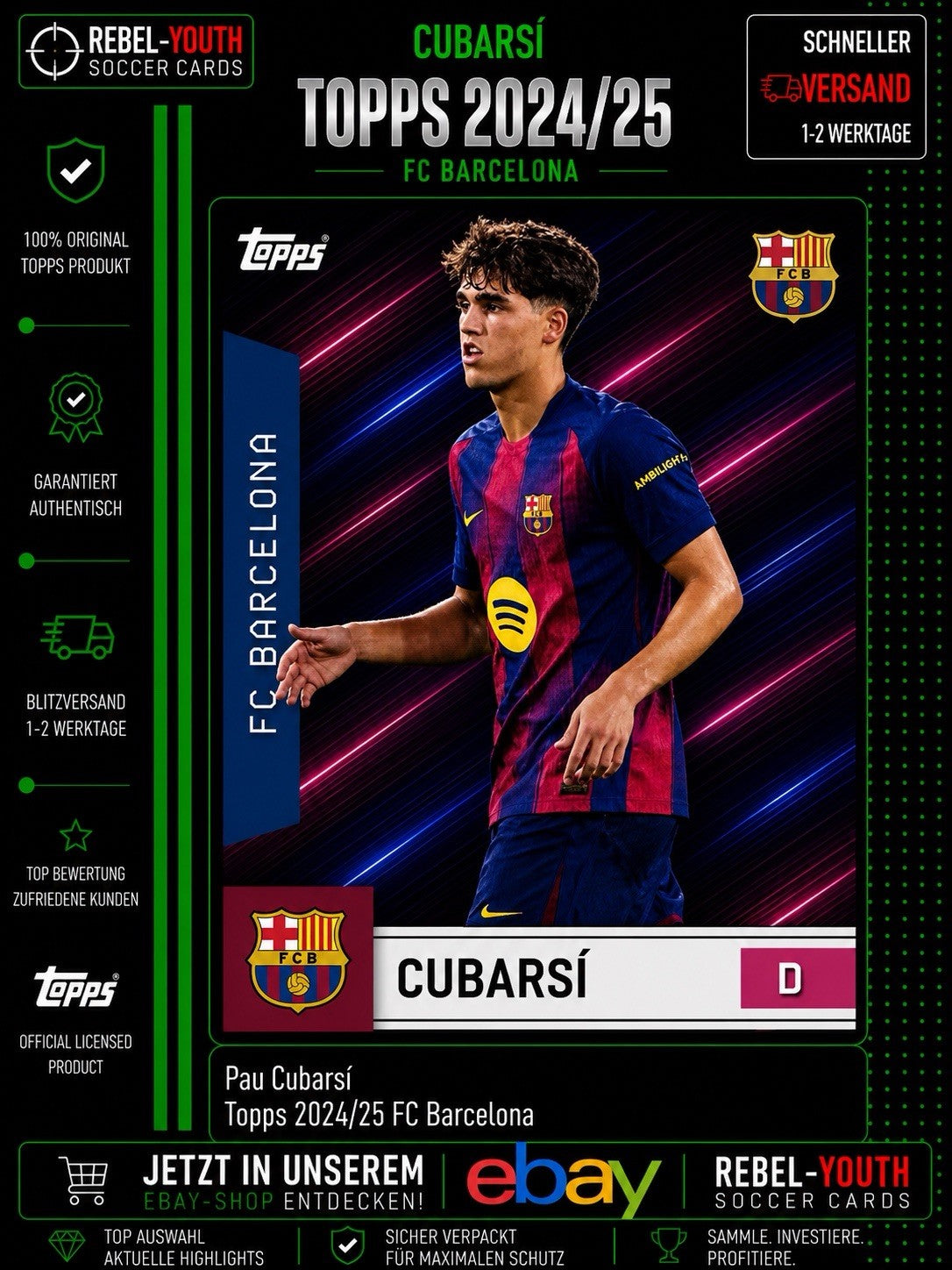 Pau Cubarsí Topps 2024/25 FC Barcelona Base Card