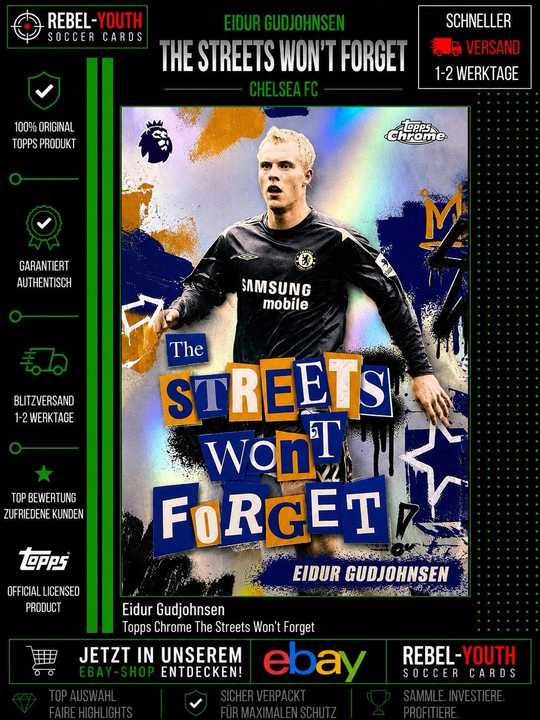 Topps Chrome 2024/25 Eidur Gudjohnsen The Streets Won’t Forget Chelsea FC