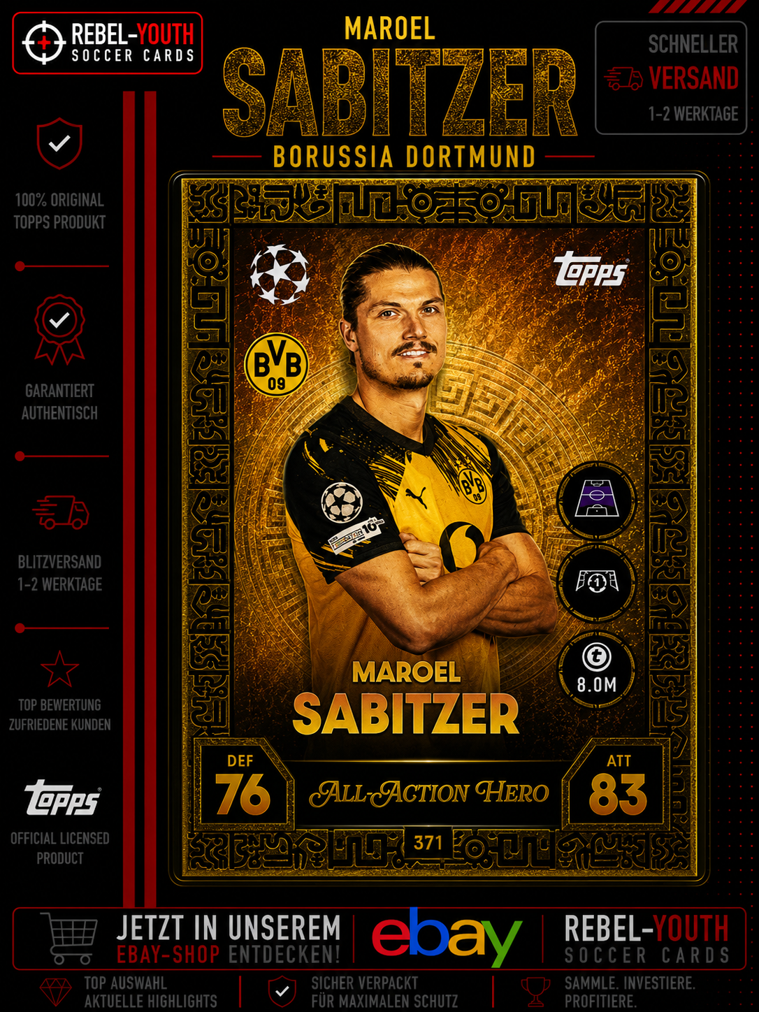 Marcel Sabitzer All Action Hero #371 Topps Match Attax Champions League
