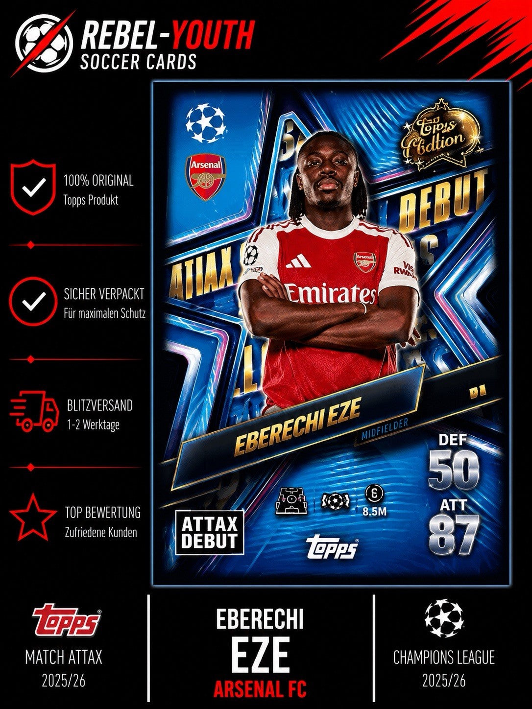 Topps UEFA Champions League Star Baller Eberechi Eze Arsenal SB 9
