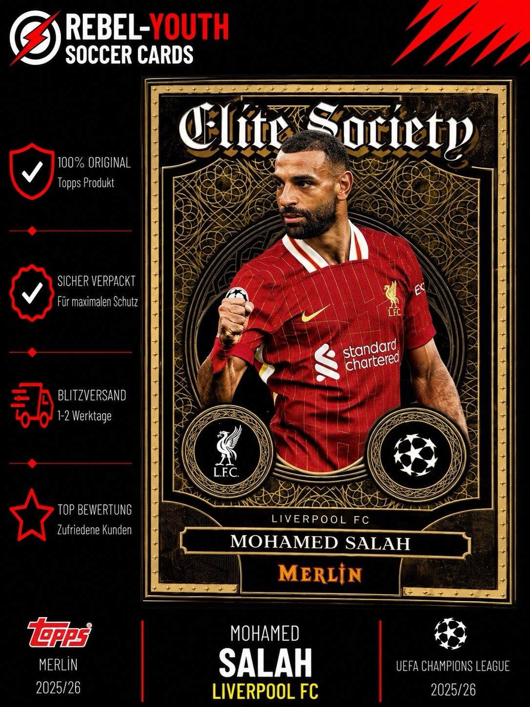Mohamed Salah Elite Society Topps Merlin 2025/26 Liverpool FC Insert Card