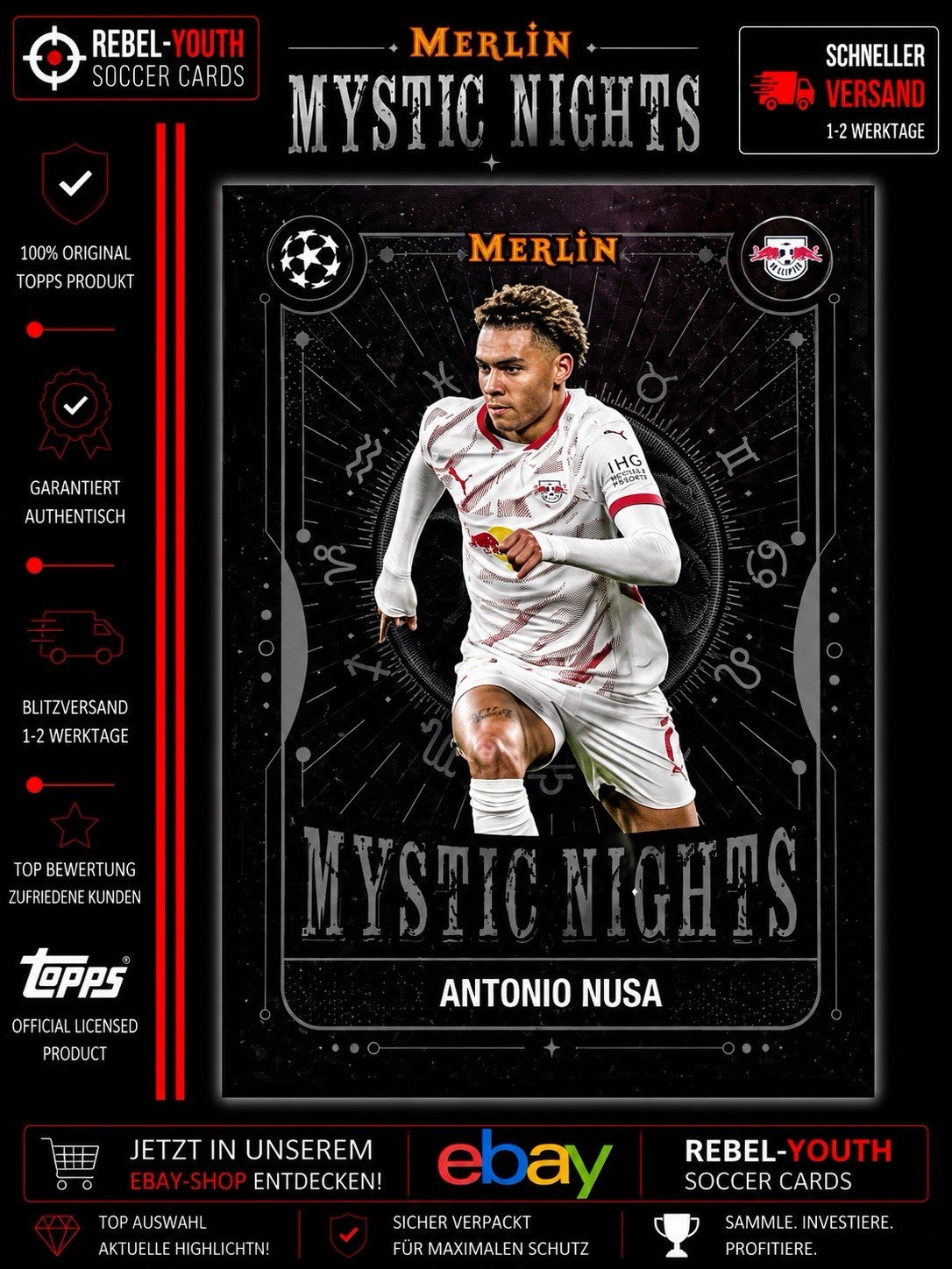 Antonio Nusa Mystic Nights Topps Merlin UEFA Club Competitions 2024/25