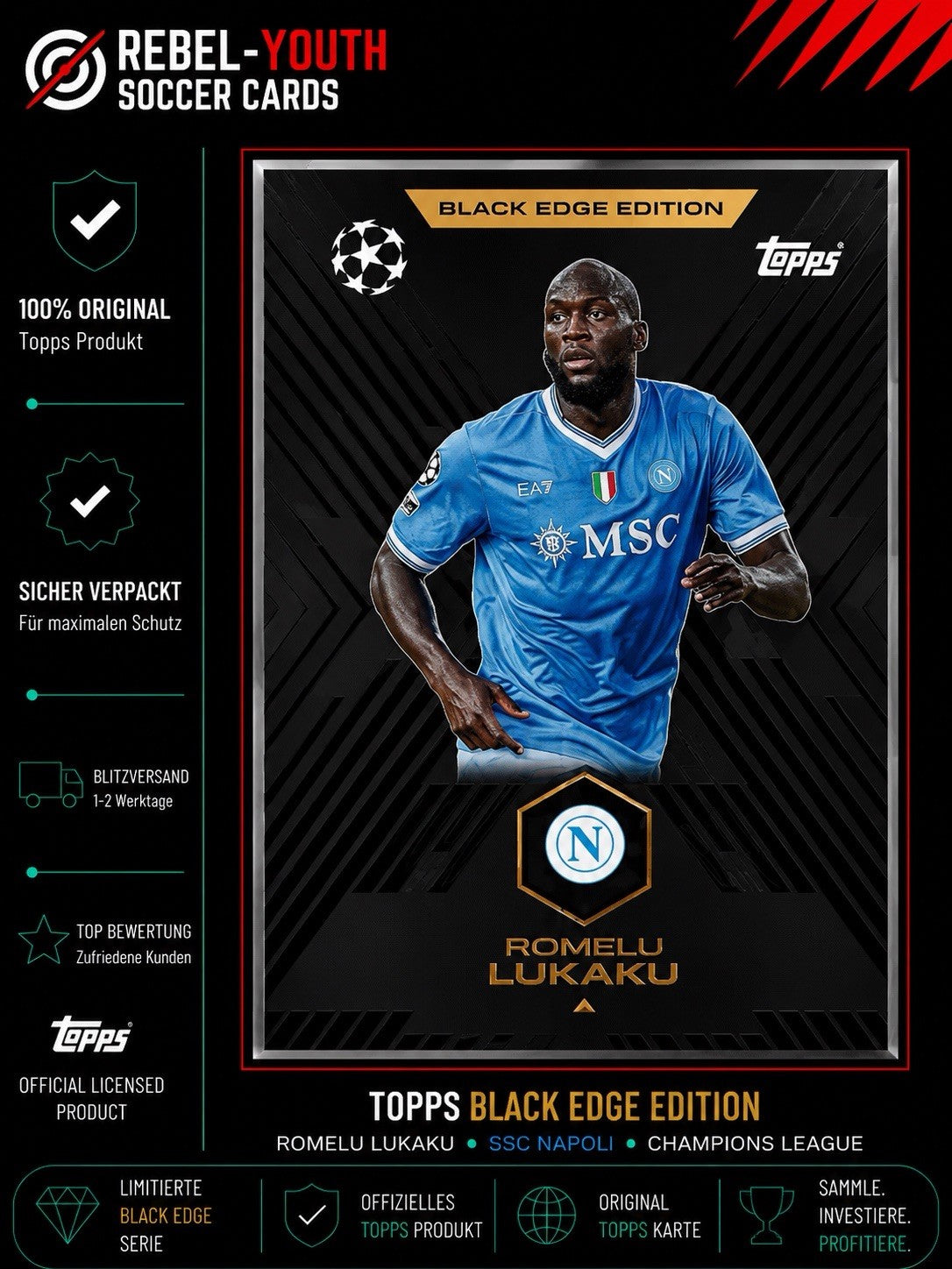 Match Attax Extra 25/26 Romelu Lukaku Black Edge Edition BE8 Napoli