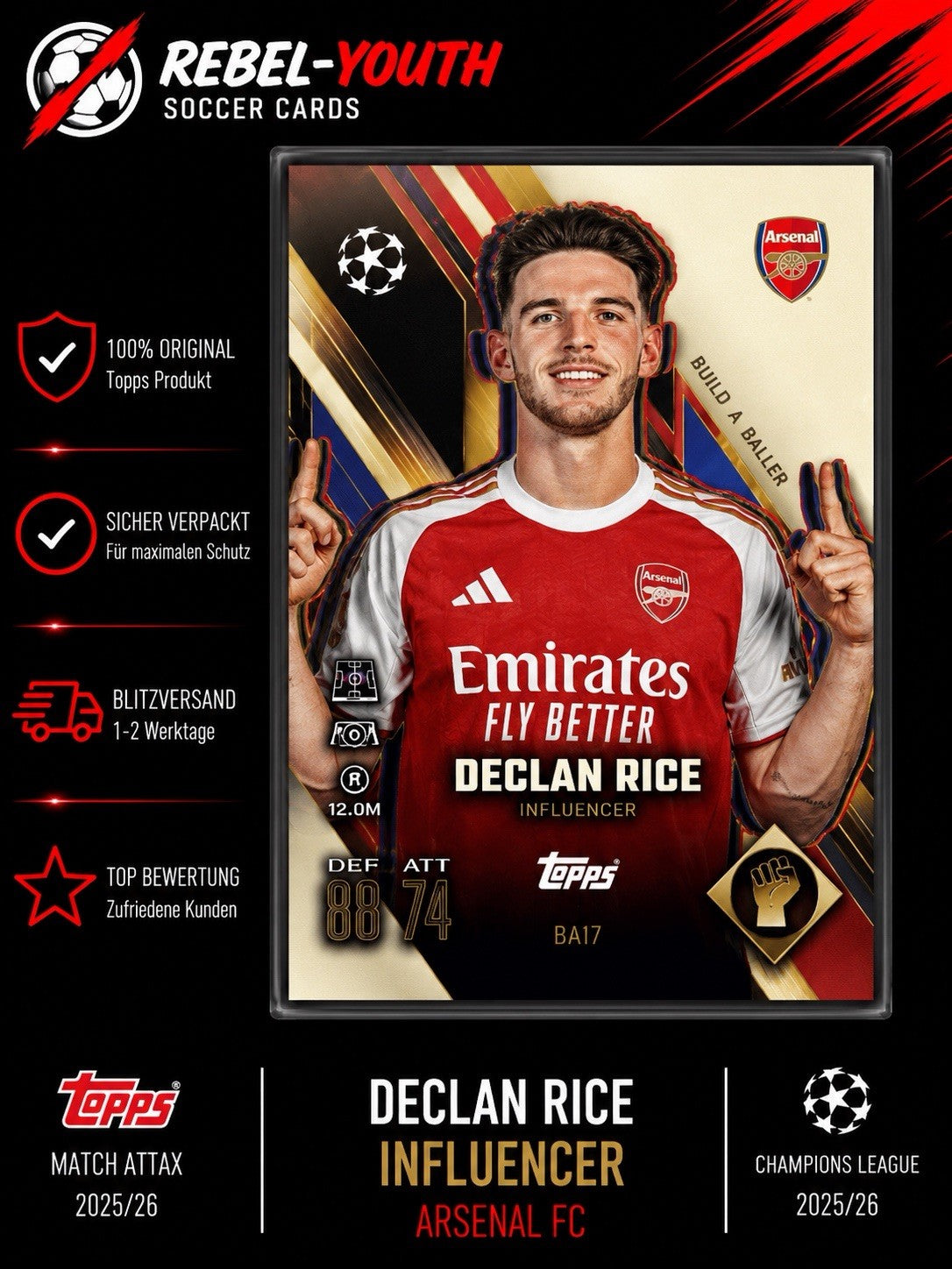 Topps Match Attax Champions League 25-26 Extra BAB 1 Bulid A Baller Declan Rice