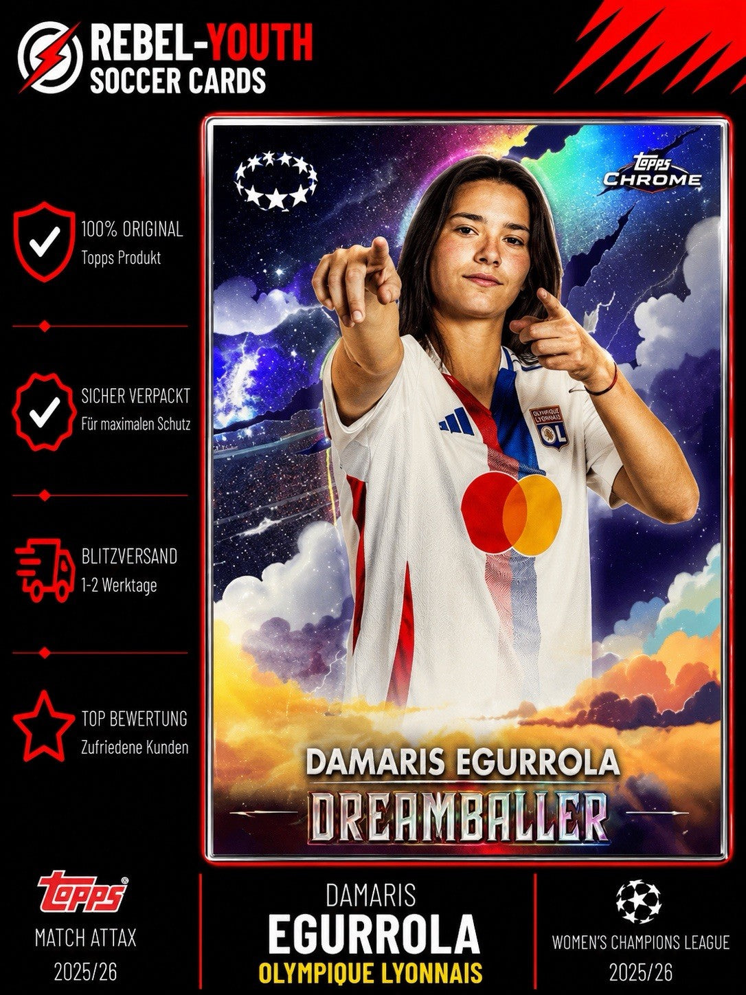 Damaris Egurrola Dreamballer Topps Chrome Women UCL 2025/26 Olympique Lyonnais