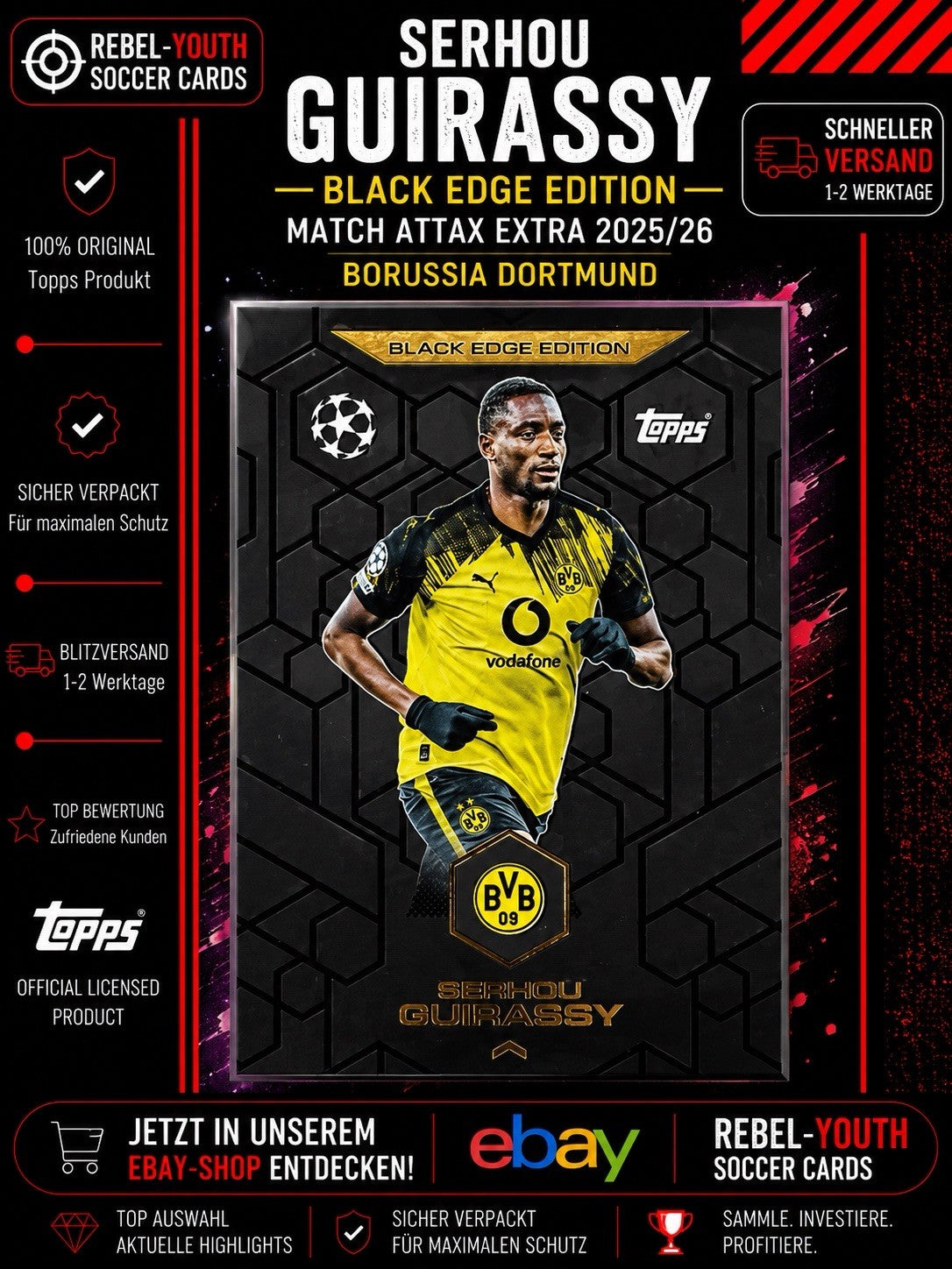 Serhou Guirassy Black Edge Edition Match Attax Extra 2025/26 Borussia Dortmund
