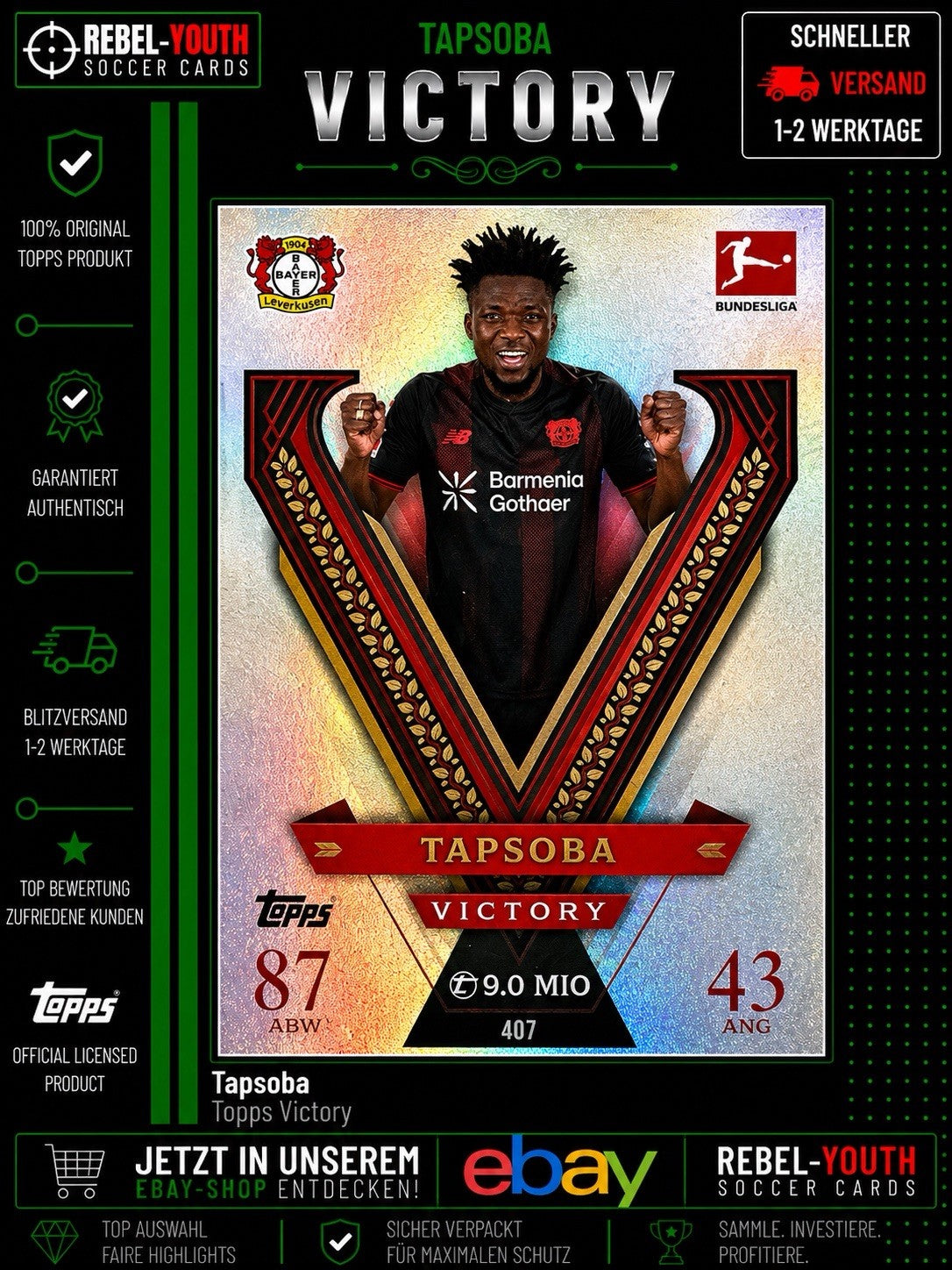 Topps Match Attax 2024/25 Edmond Tapsoba Victory Bayer 04 Leverkusen #407