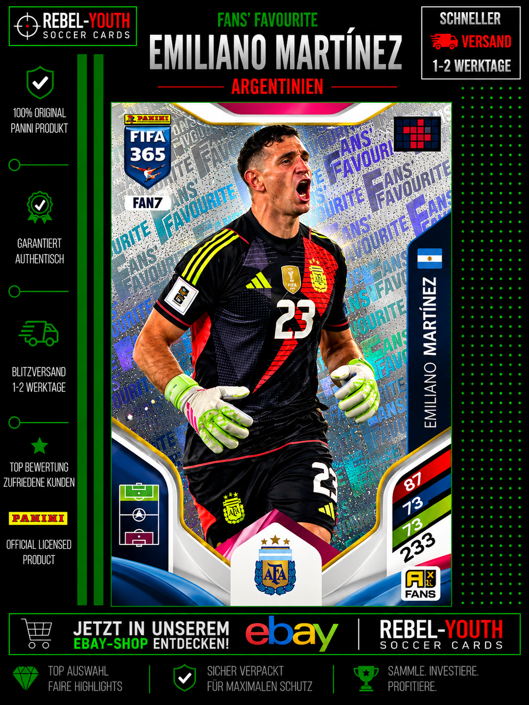 Emiliano Martínez FAN7 Fans Favourite Argentina Panini FIFA 365 Adrenalyn XL
