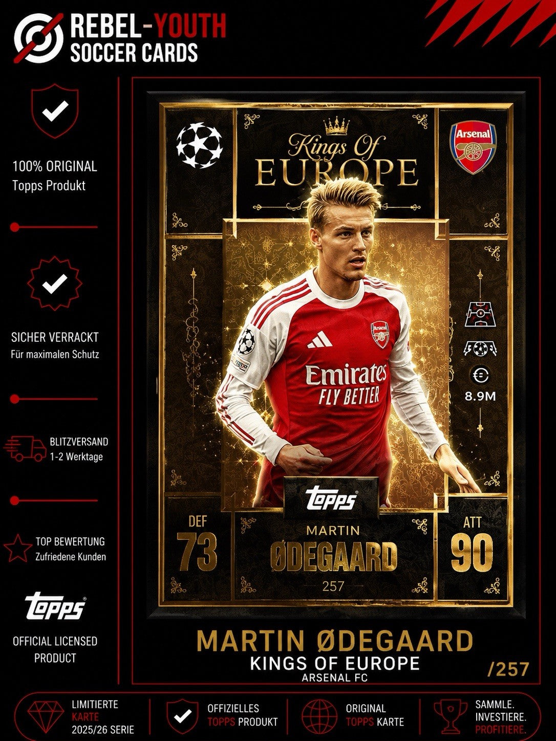 Topps Match Attax CL Extra 2025-26 No. 227 Martin Odegaard Kings of Europe