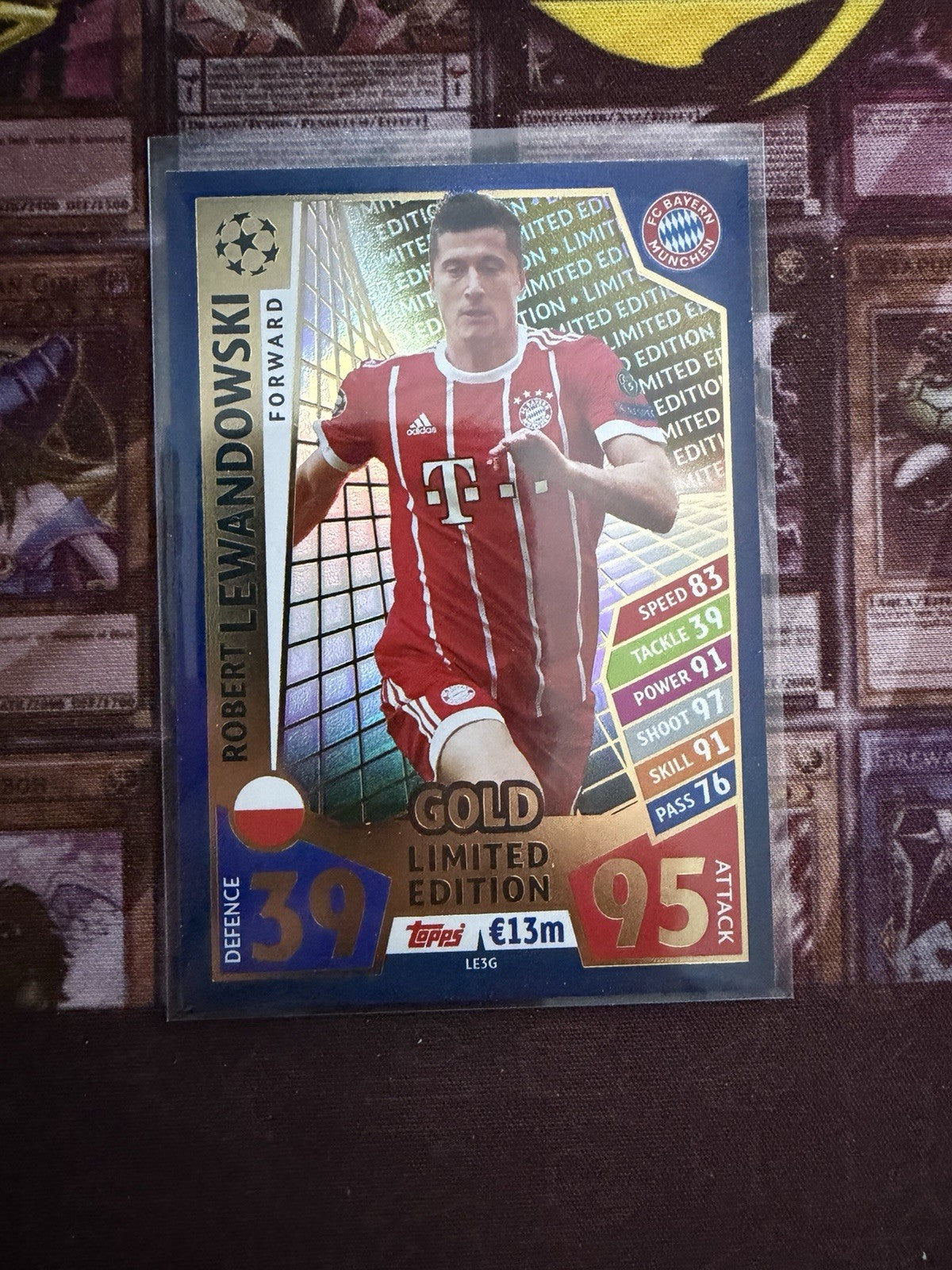 Match Attax 17/18 Robert Lewandowski Limited Edition Gold 2017/18 CL UCL #LE3G
