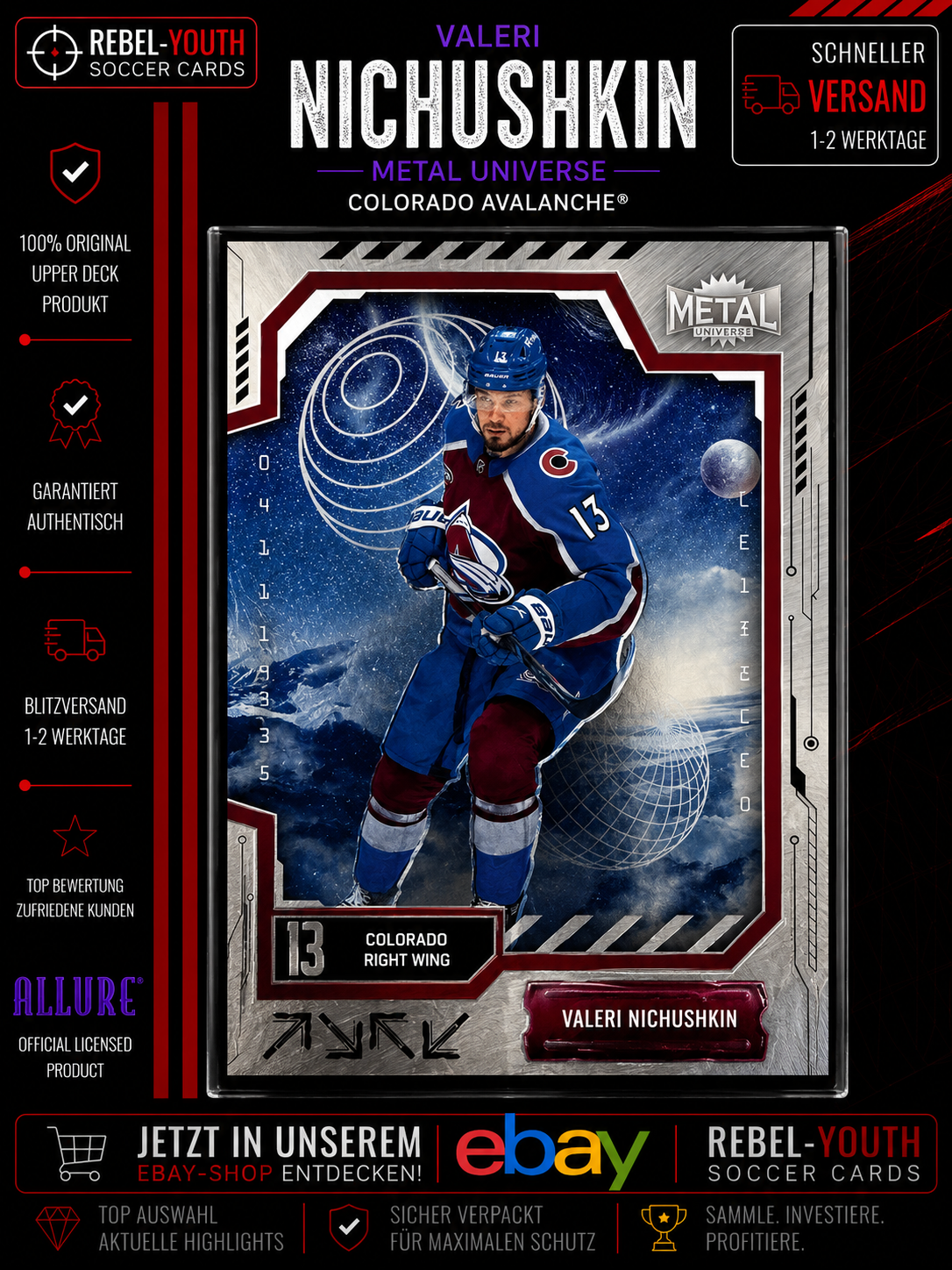 Valeri Nichushkin 2024-25 SkyBox Metal Universe Base #13 Colorado Avalanche
