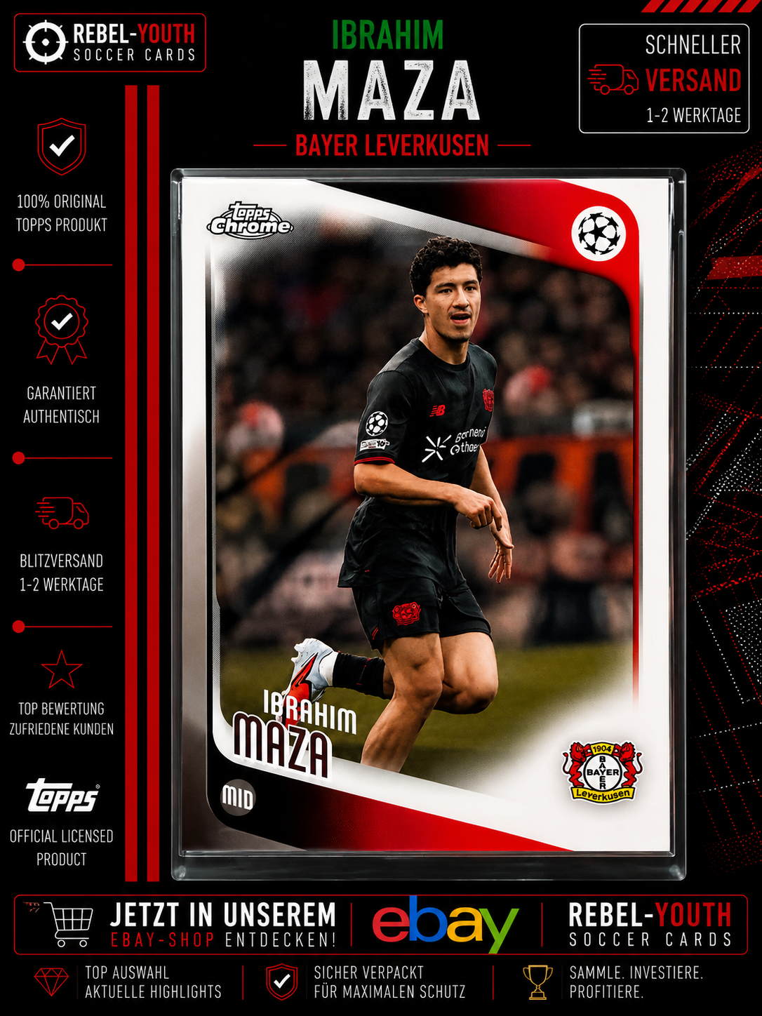Ibrahim Maza Topps Chrome UEFA Club Competitions 2024-25 Bayer