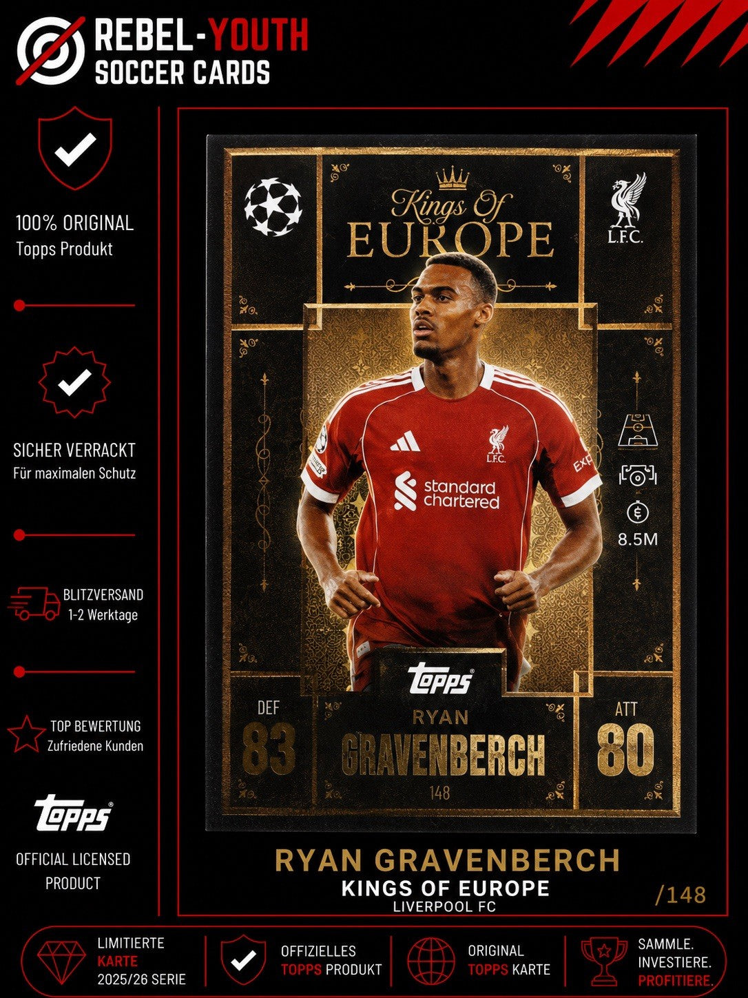 Match Attax Champions League 25/26 EXTRA 226 Kings of Europe Ryan Gravenberch