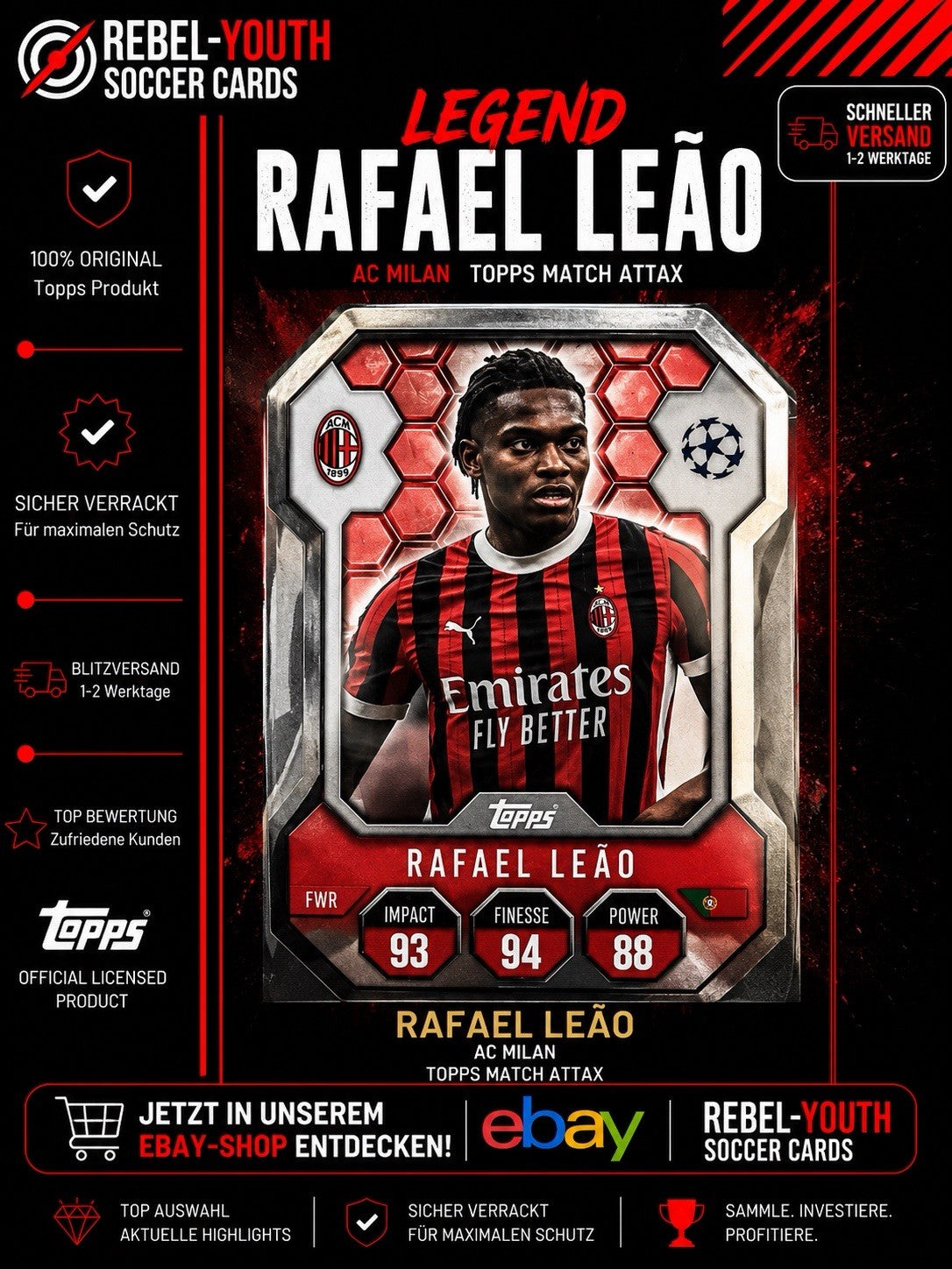 Rafael Leão AC Milan Match Attax Legends Topps UEFA Champions League