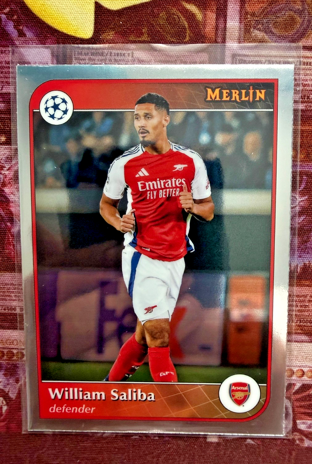 William Saliba Topps Merlin 2024/25 Arsenal UEFA Champions League Base Card