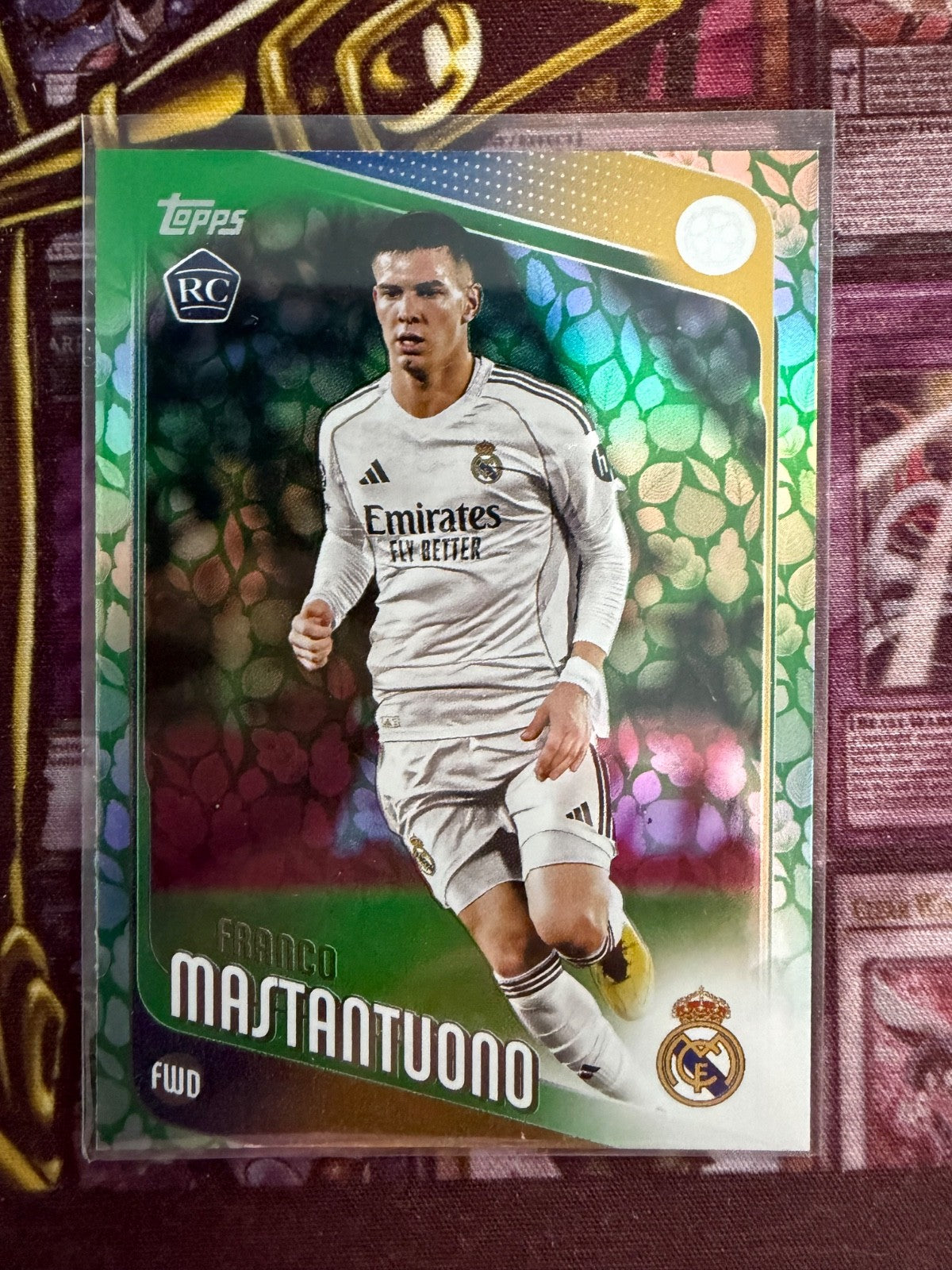 2025-26 Topps UEFA Franco Mastantuono RC Leaf Parallel Rookie Real Madrid
